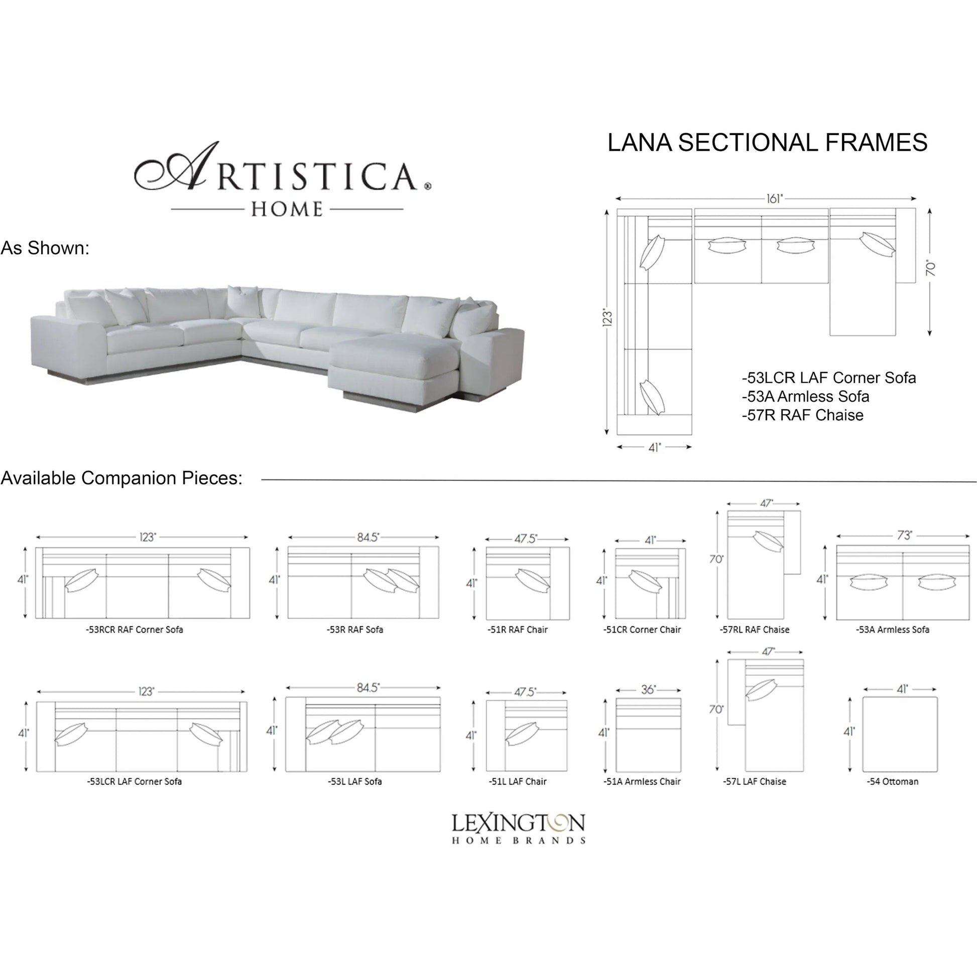 Lana Sectional Sofa by Artistica Home in shell. Made from unique in a unique style.