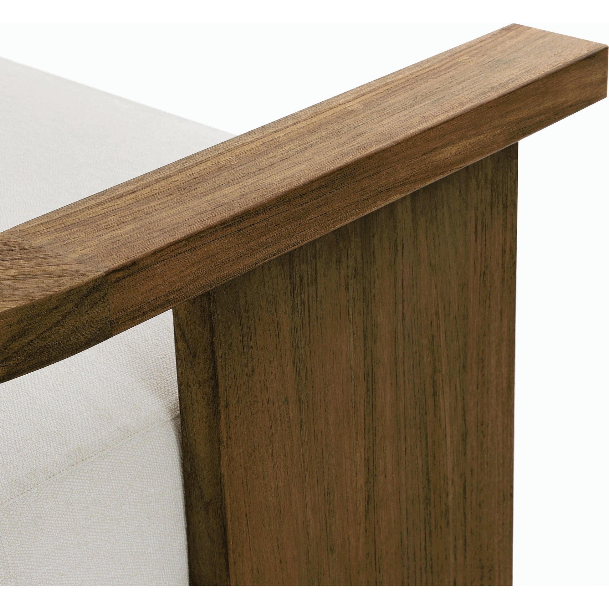Tahana Outdoor Sofa-96" by Four Hands in alessi linen, stained toasted brown-fsc. Made from 100% polypropylene, solid fsc®-certified teak, 59% polyurethane foam, 30% polyester fiber, 11% polyester fiber batting in a modern style.