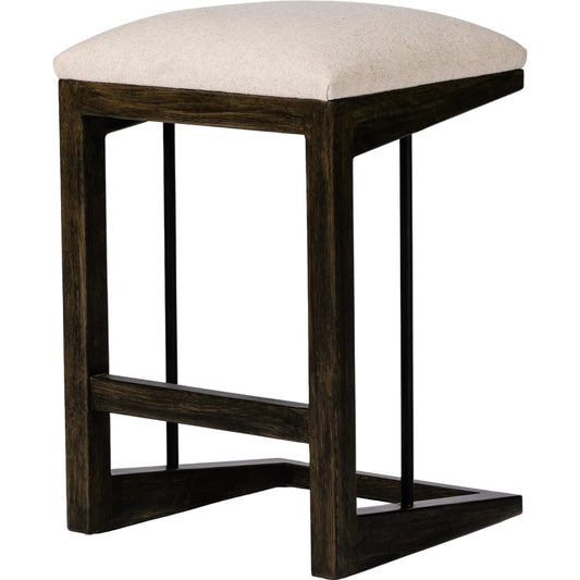 Finn Counter Stool by Four Hands in antwerp natural, sienna brown oak. Made from 39% linen, 35% cotton, 26% polyester, solid oak, iron in a modern style.