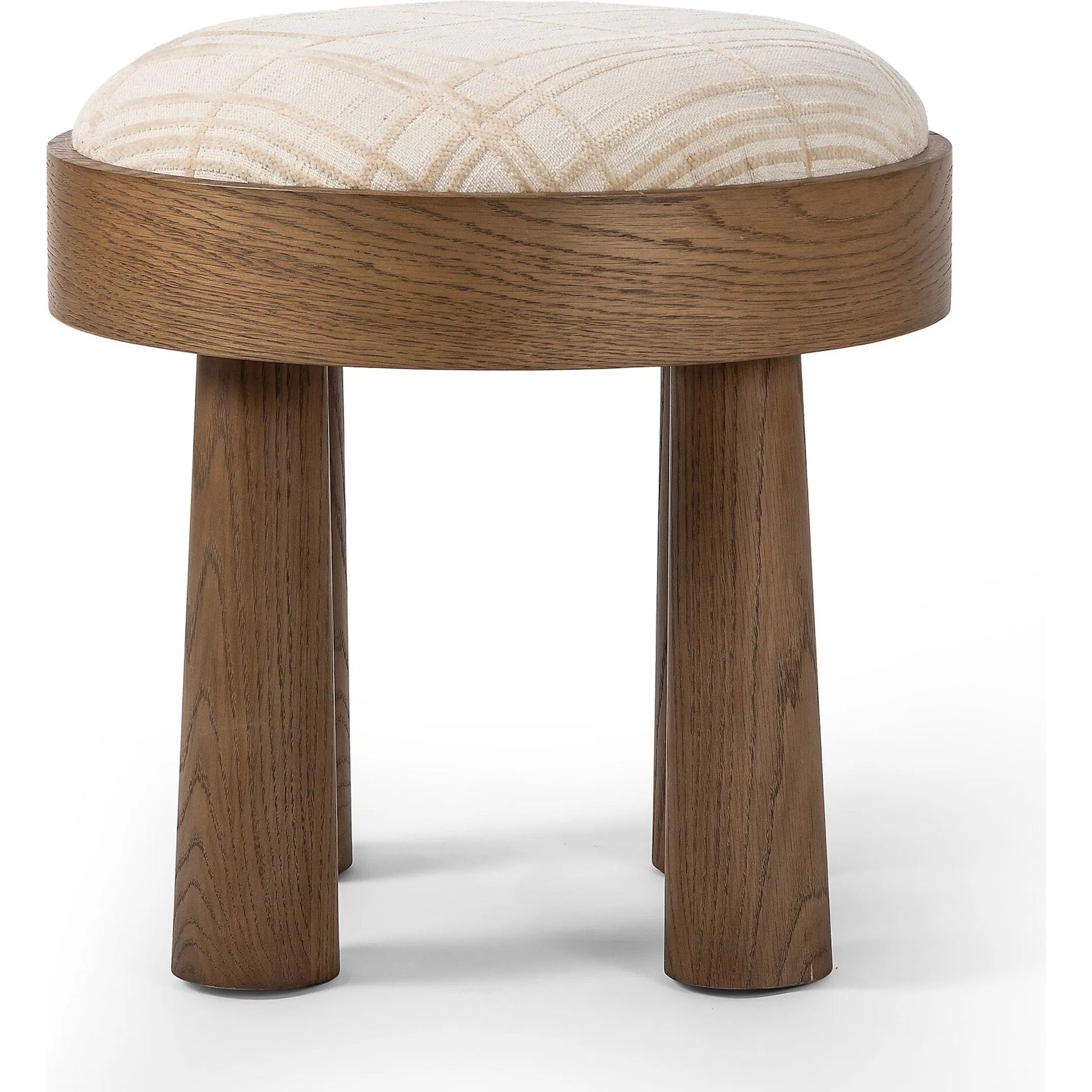 Louise Accent Stool by Four Hands in sheffield ivory, warm oak veneer. Made from 100% polyester, oak veneer in a transitional style.