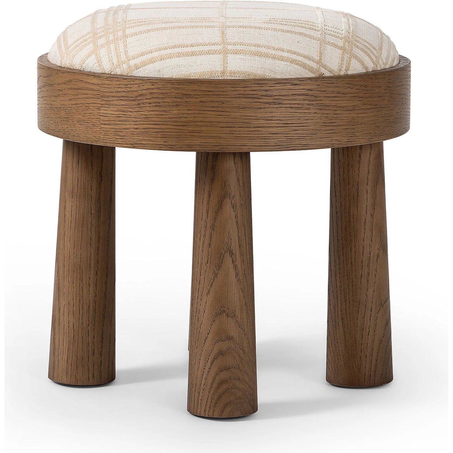 002 SI-2513283 | Additional Silo | Louise Accent Stool by Four Hands in sheffield ivory, warm oak veneer. Made from 100% polyester, oak veneer in a transitional style.