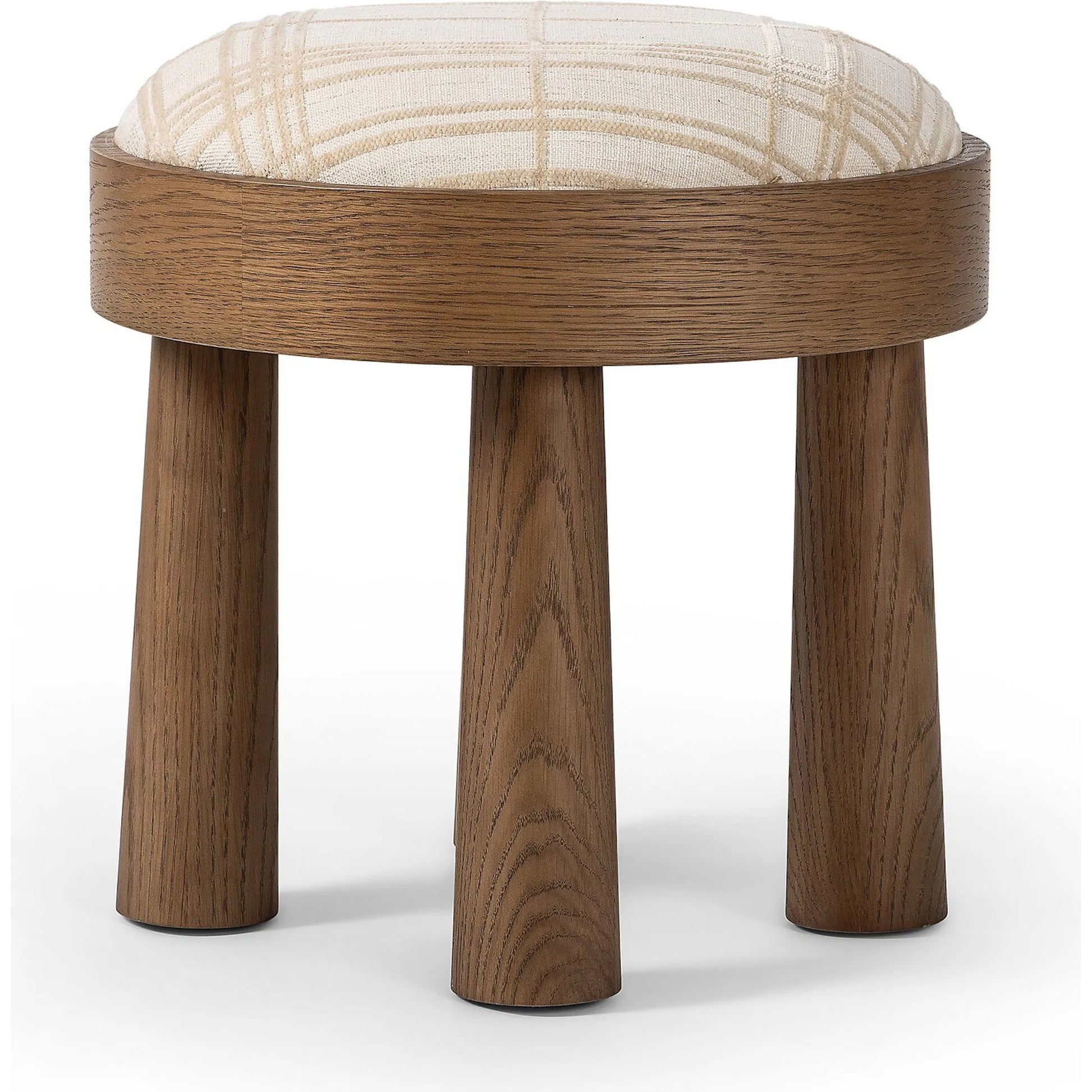 Louise Accent Stool by Four Hands in sheffield ivory, warm oak veneer. Made from 100% polyester, oak veneer in a transitional style.