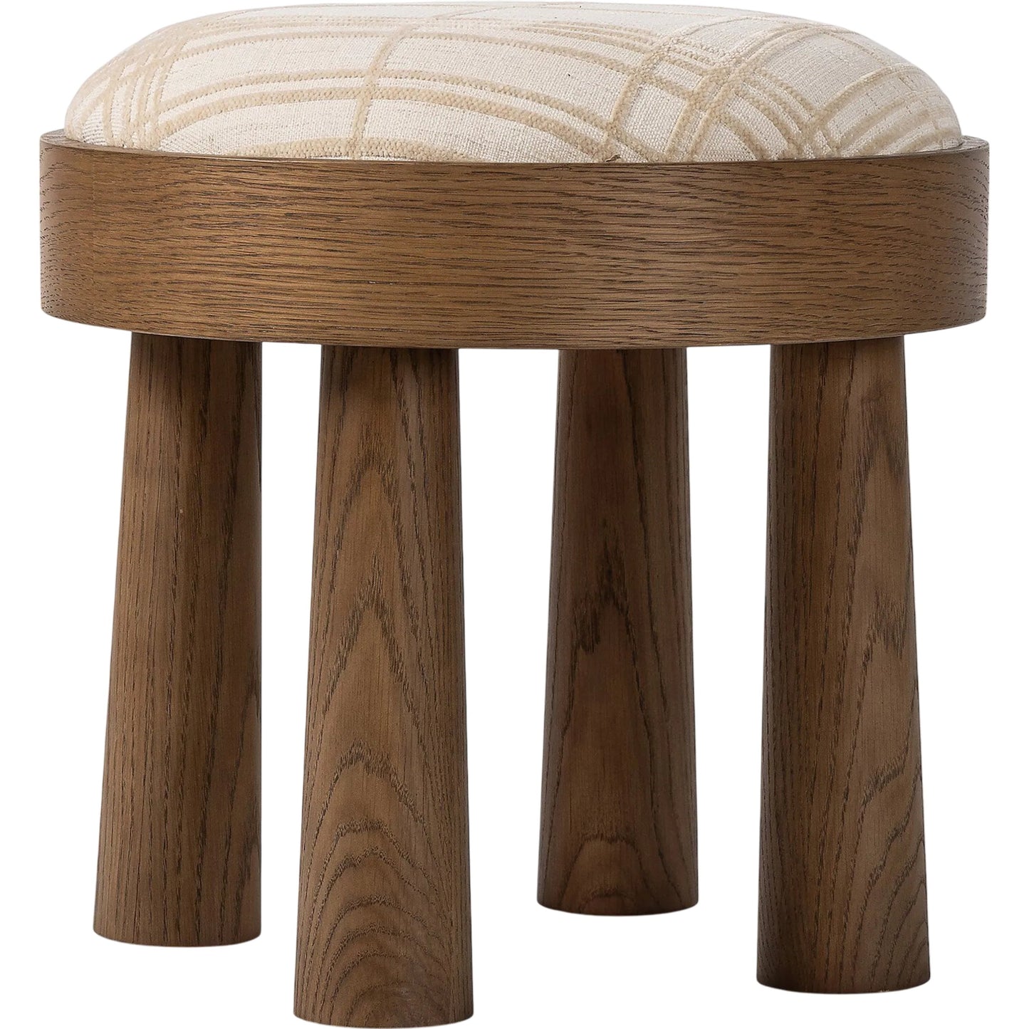 001 SI-2513283 | Primary Silo | Louise Accent Stool by Four Hands in sheffield ivory, warm oak veneer. Made from 100% polyester, oak veneer in a transitional style.