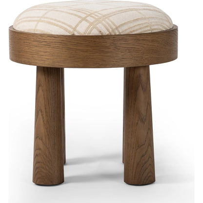 Louise Accent Stool by Four Hands in sheffield ivory, warm oak veneer. Made from 100% polyester, oak veneer in a transitional style.
