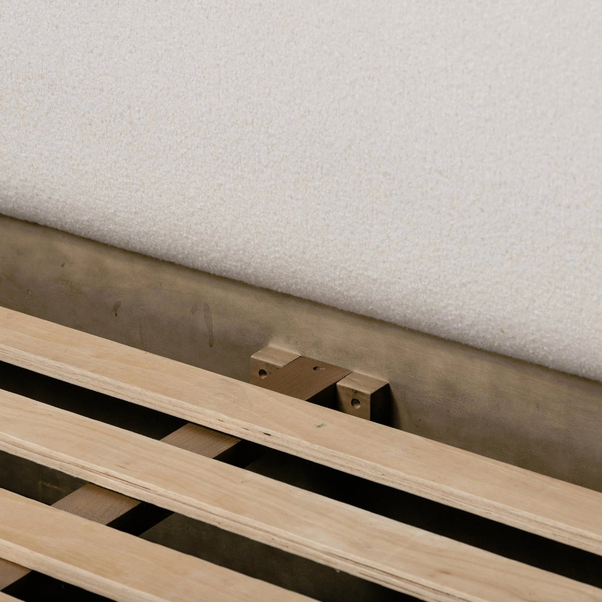 Regan Bed by Four Hands in crete ivory, rustic fawn, rustic fawn veneer. Made from 100% polyester, solid oak, resawn oak in a modern style.