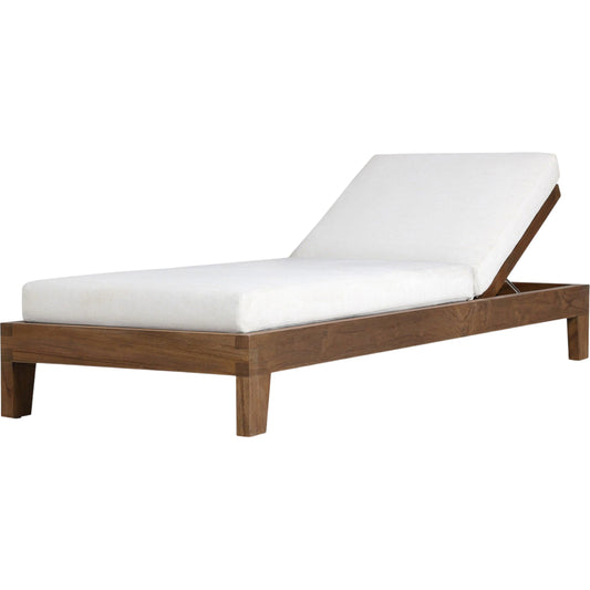 Verona Outdoor Chaise by Four Hands in alessi linen, stained toasted brown-fsc. Made from 100% polypropylene, solid fsc®-certified teak in a transitional style.
