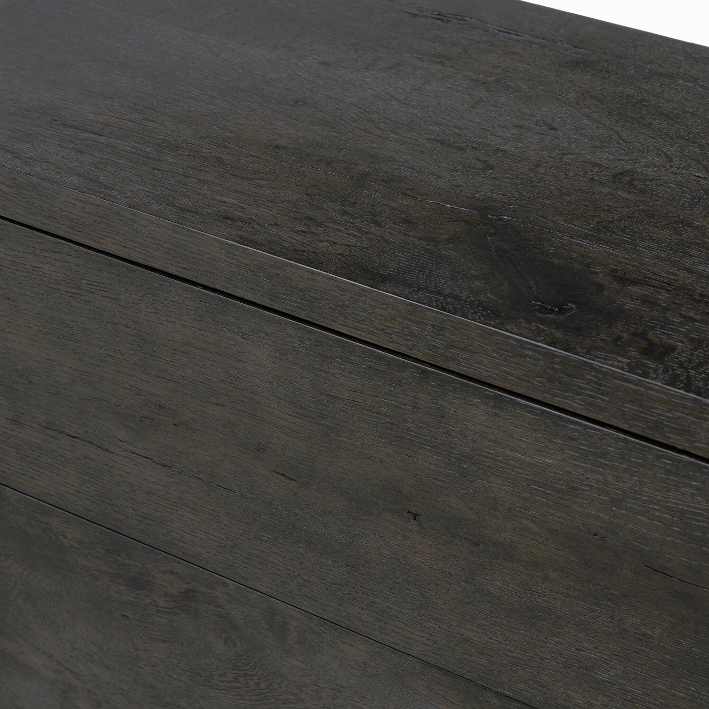 009 SI-2158338 | Closeup | Noeline Nightstand by Four Hands in smoked black oak veneer. Made from thick oak veneer, solid oak in a modern style.