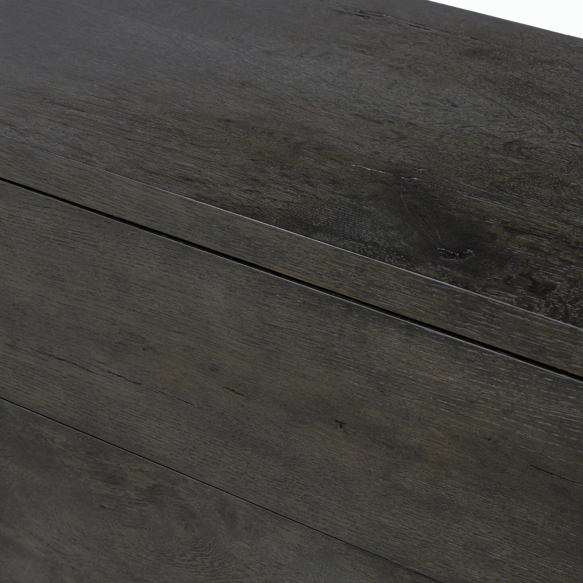Noeline Nightstand by Four Hands in smoked black oak veneer. Made from thick oak veneer, solid oak in a modern style.