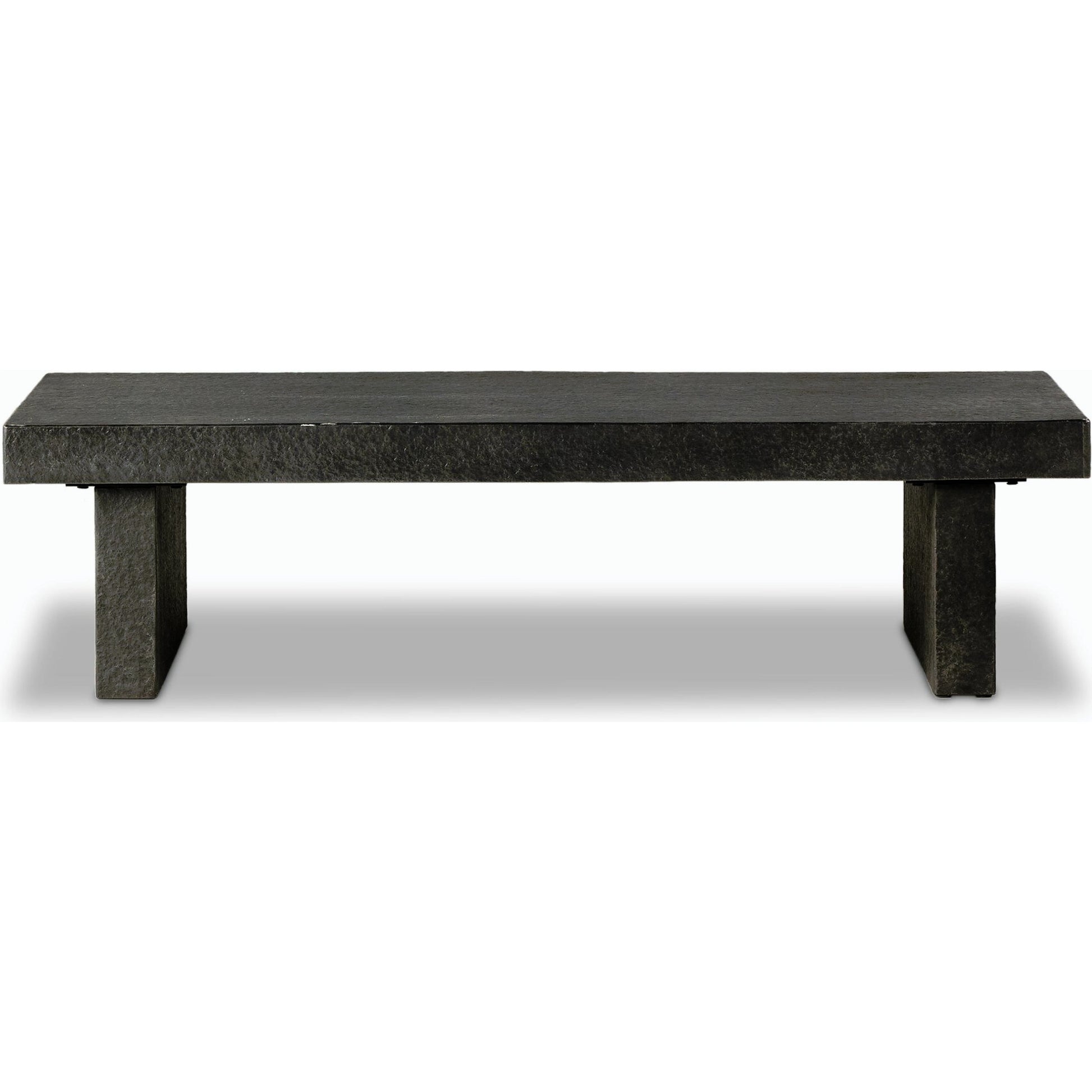 Huesca Outdoor Coffee Table by Four Hands in distressed graphite concrete. Made from concrete in a modern style.