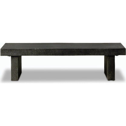 Huesca Outdoor Coffee Table by Four Hands in distressed graphite concrete. Made from concrete in a modern style.