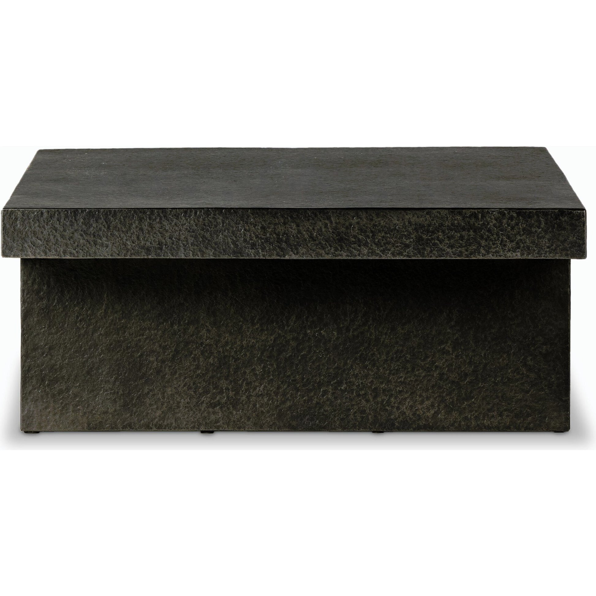 Huesca Outdoor Coffee Table by Four Hands in distressed graphite concrete. Made from concrete in a modern style.