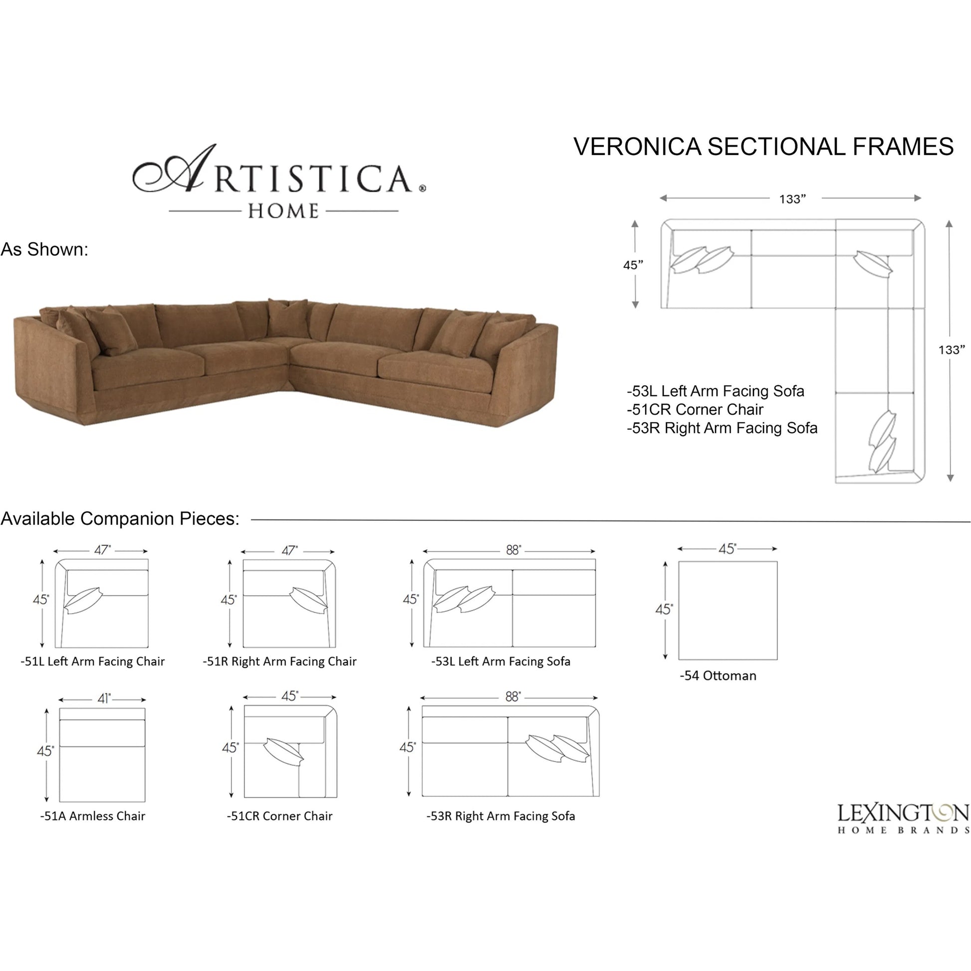 Veronica Sectional by Artistica Home in mink. Made from unique in a unique style.