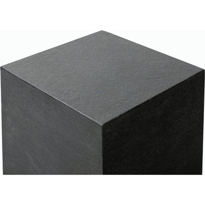 Huesca Outdoor End Table by Four Hands in distressed graphite concrete. Made from concrete in a modern style.