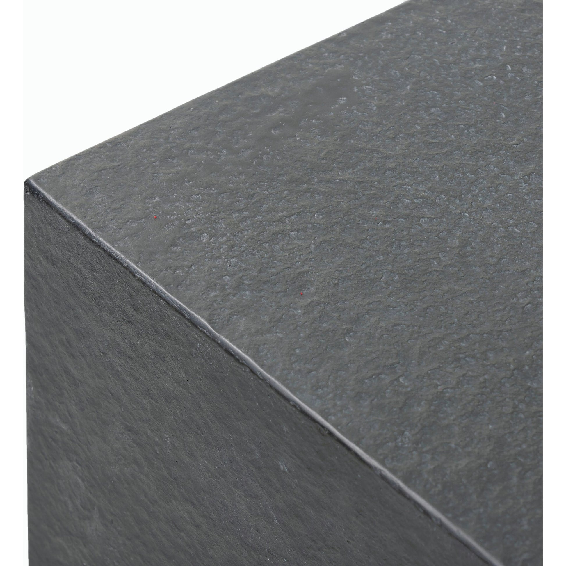 Huesca Outdoor End Table by Four Hands in distressed graphite concrete. Made from concrete in a modern style.