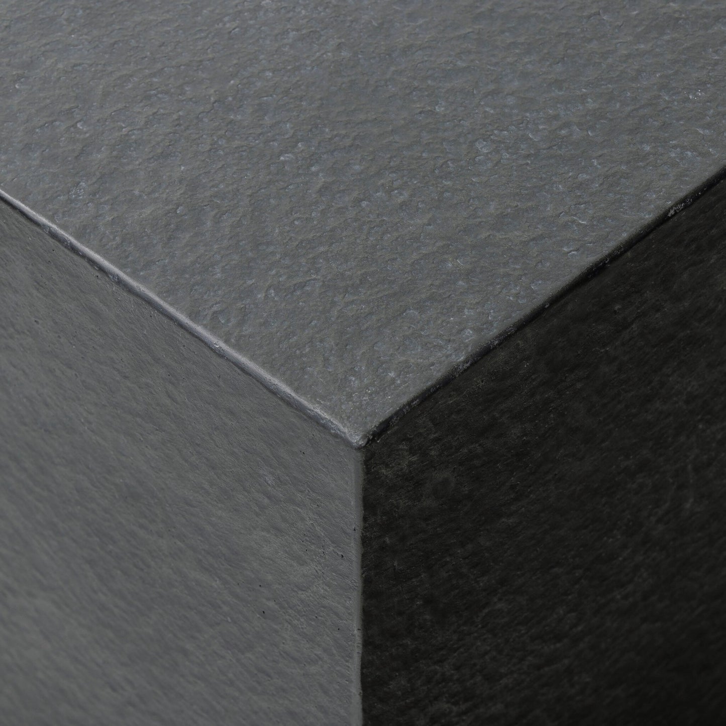 006 SI-2158202 | Closeup | Huesca Outdoor End Table by Four Hands in distressed graphite concrete. Made from concrete in a modern style.