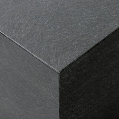 Huesca Outdoor End Table by Four Hands in distressed graphite concrete. Made from concrete in a modern style.