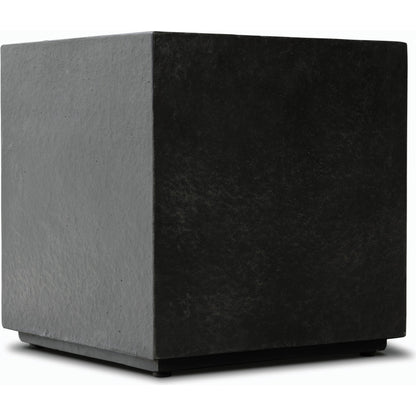 Huesca Outdoor End Table by Four Hands in distressed graphite concrete. Made from concrete in a modern style.