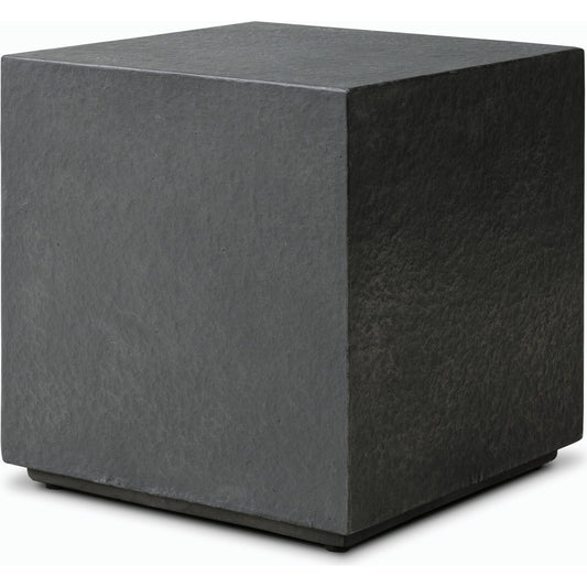 Huesca Outdoor End Table by Four Hands in distressed graphite concrete. Made from concrete in a modern style.