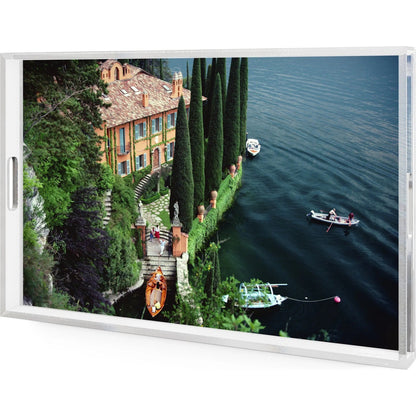 Giacomo Montegazza Tray by Slim Aarons by Four Hands in 1/4" clear cast acrylic. Made from 1/4" cast acrylic in a modern style.