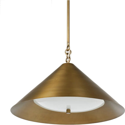 Mozelle Pendant by Four Hands in milk glass, aged brass iron. Made from glass, iron in a unique style.