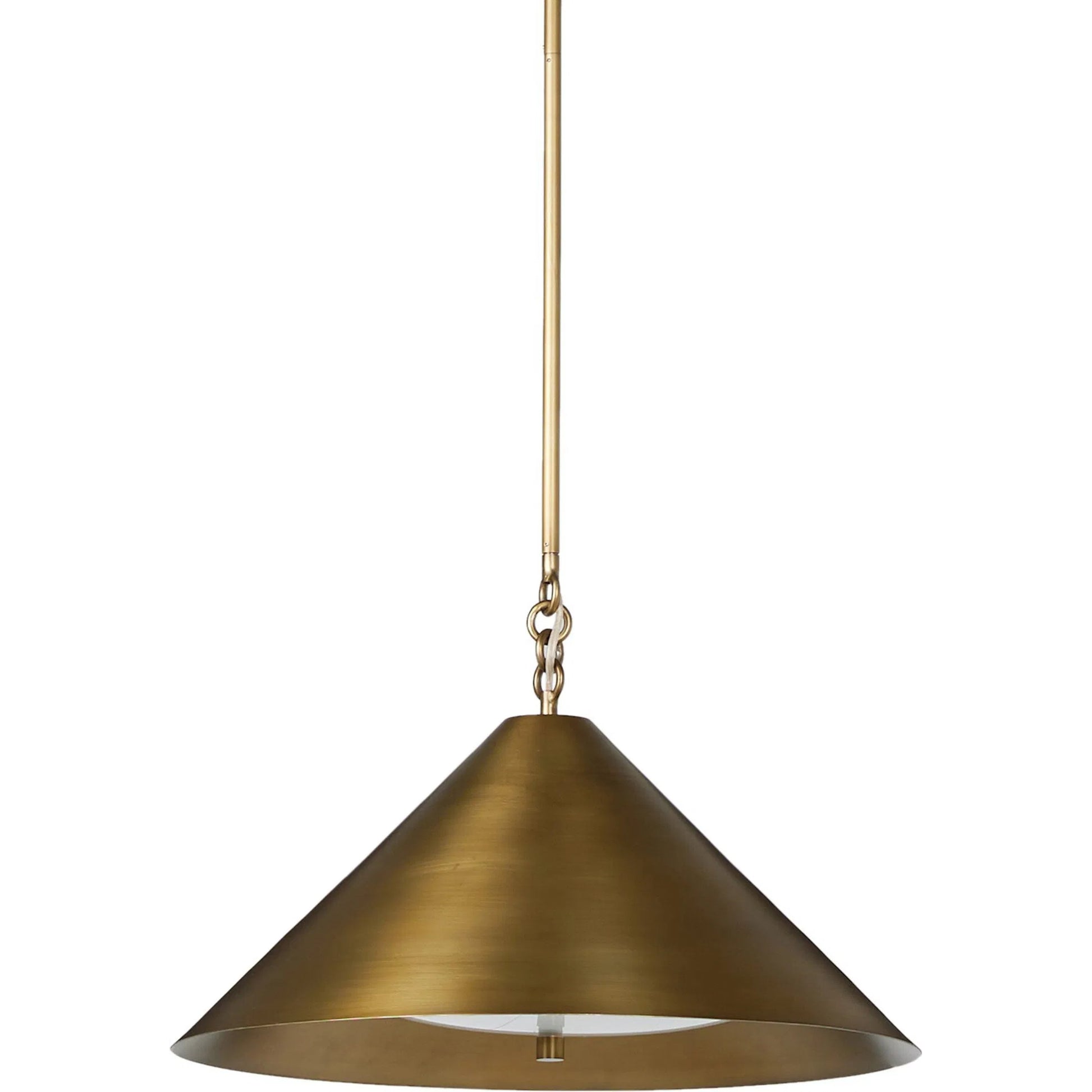 Mozelle Pendant by Four Hands in milk glass, aged brass iron. Made from glass, iron in a unique style.