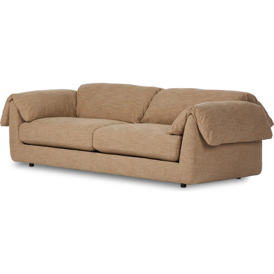 Marcel Sofa by Four Hands in laken taupe. Made from 90% polyester, 10% viscose (rayon), pine plywood, solid pine in a unique style.