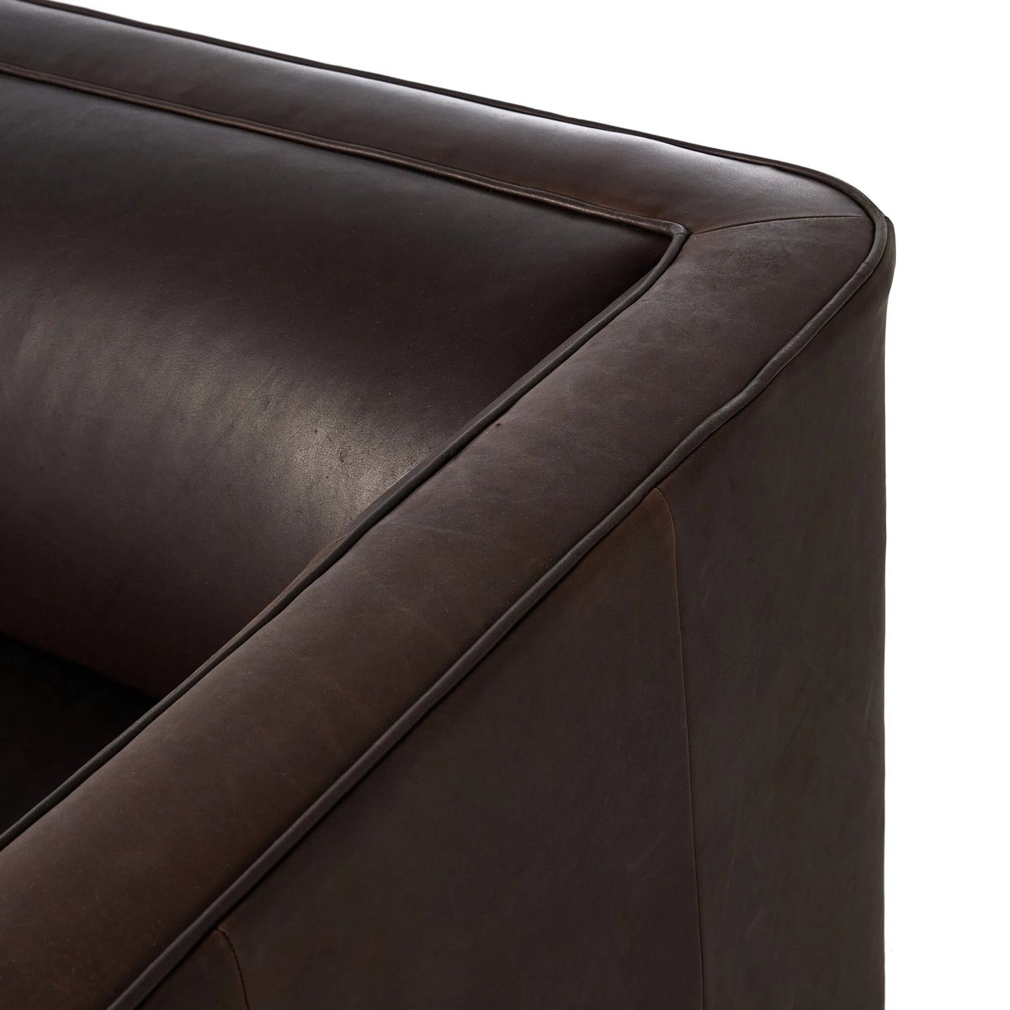 007 SI-2257111 | Closeup | Phillip Sofa by Four Hands in heirloom cigar. Made from top grain leather, pine plywood, solid pine in a traditional style.