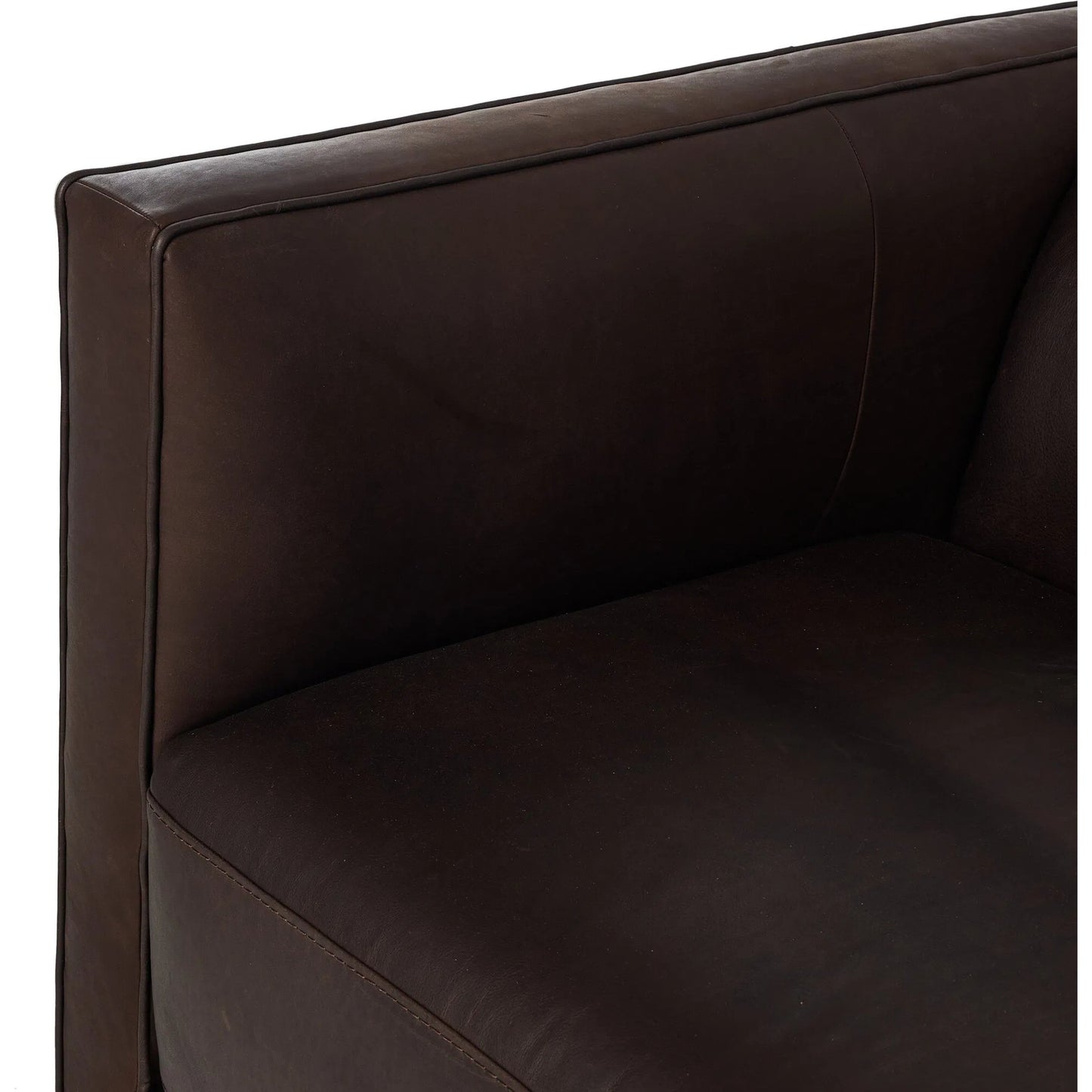 010 SI-2257111 | Closeup | Phillip Sofa by Four Hands in heirloom cigar. Made from top grain leather, pine plywood, solid pine in a traditional style.