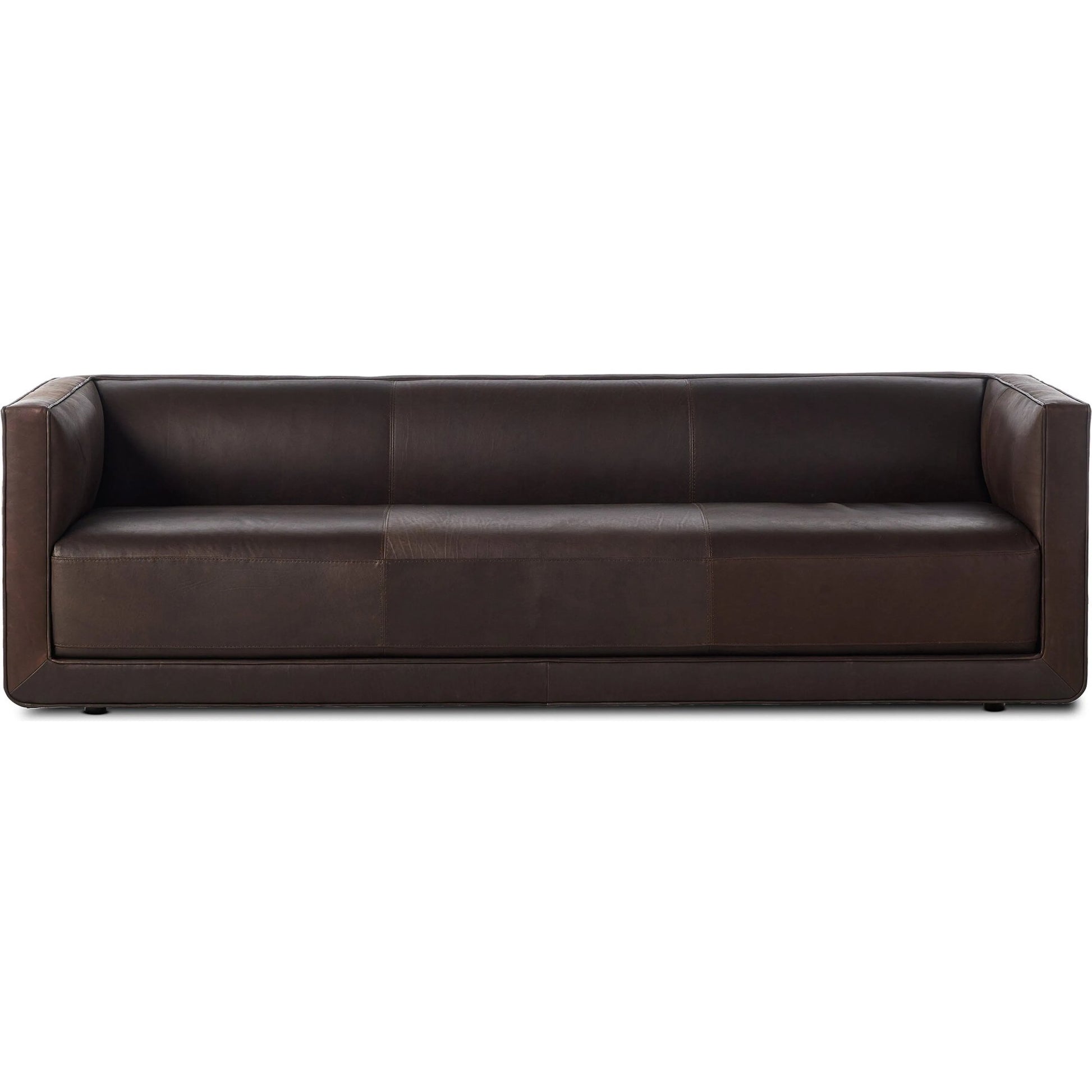 Phillip Sofa by Four Hands in heirloom cigar. Made from top grain leather, pine plywood, solid pine in a traditional style.