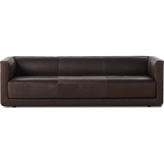 Phillip Sofa by Four Hands in heirloom cigar. Made from top grain leather, pine plywood, solid pine in a unique style.