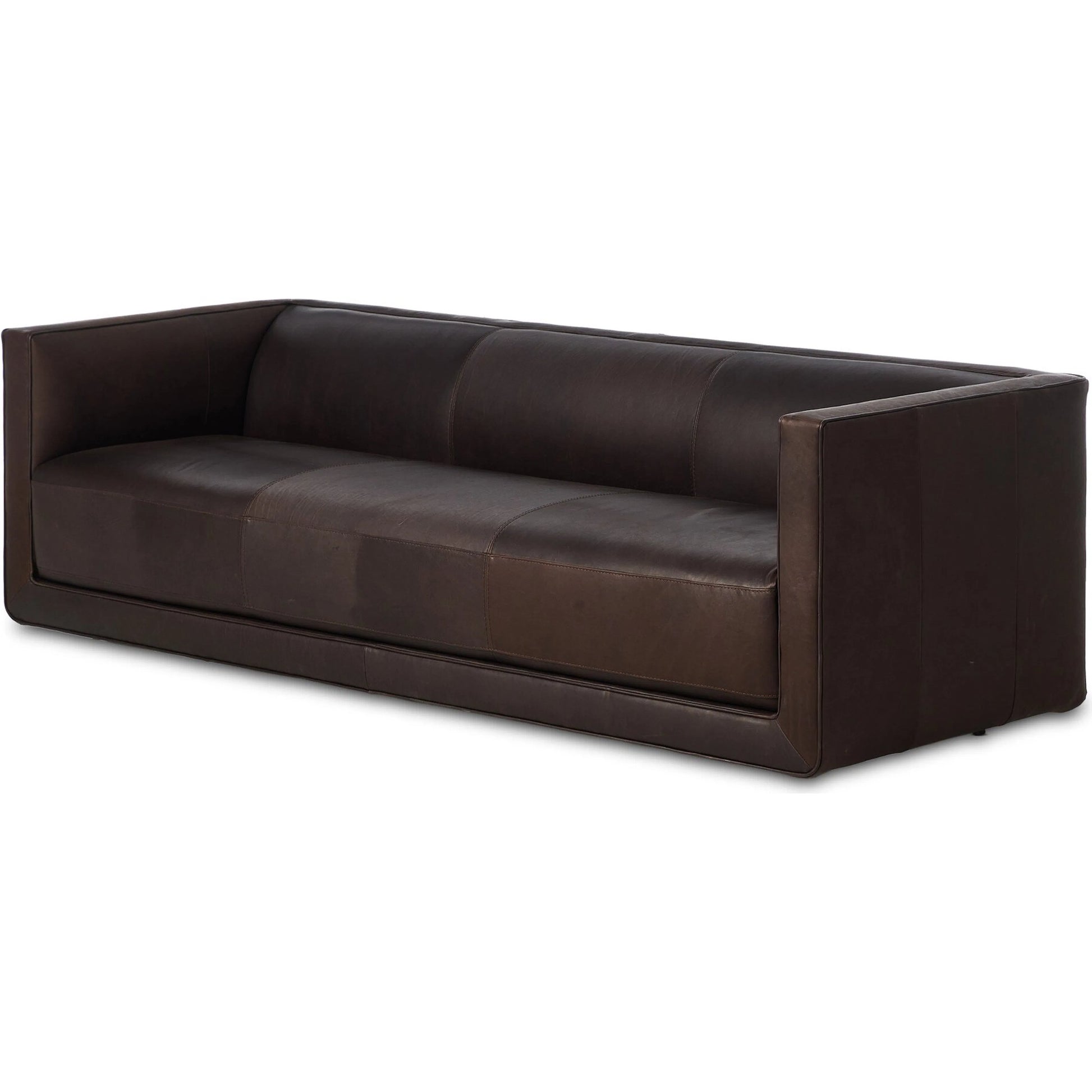 Phillip Sofa by Four Hands in heirloom cigar. Made from top grain leather, pine plywood, solid pine in a traditional style.