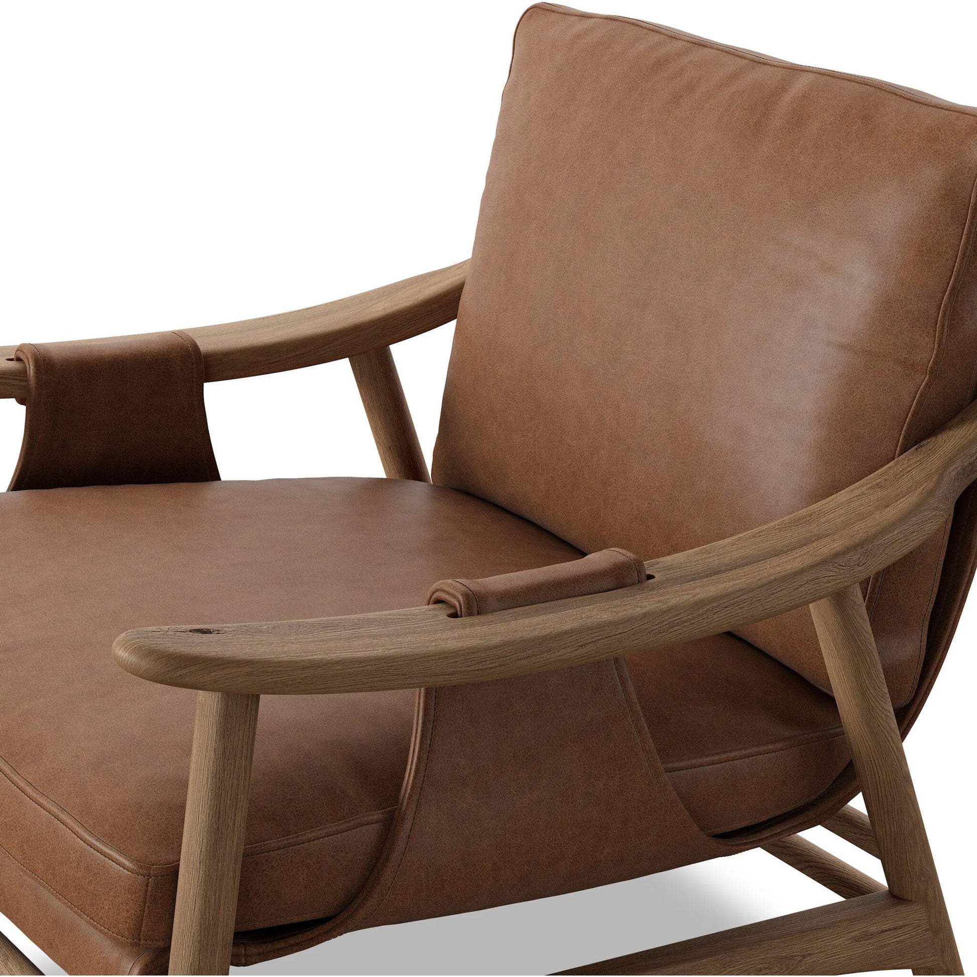 Kimmery Chair by Four Hands in chaps saddle, worn oak. Made from top grain leather, solid oak in a transitional style.