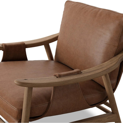 Kimmery Chair by Four Hands in chaps saddle, worn oak. Made from top grain leather, solid oak in a transitional style.
