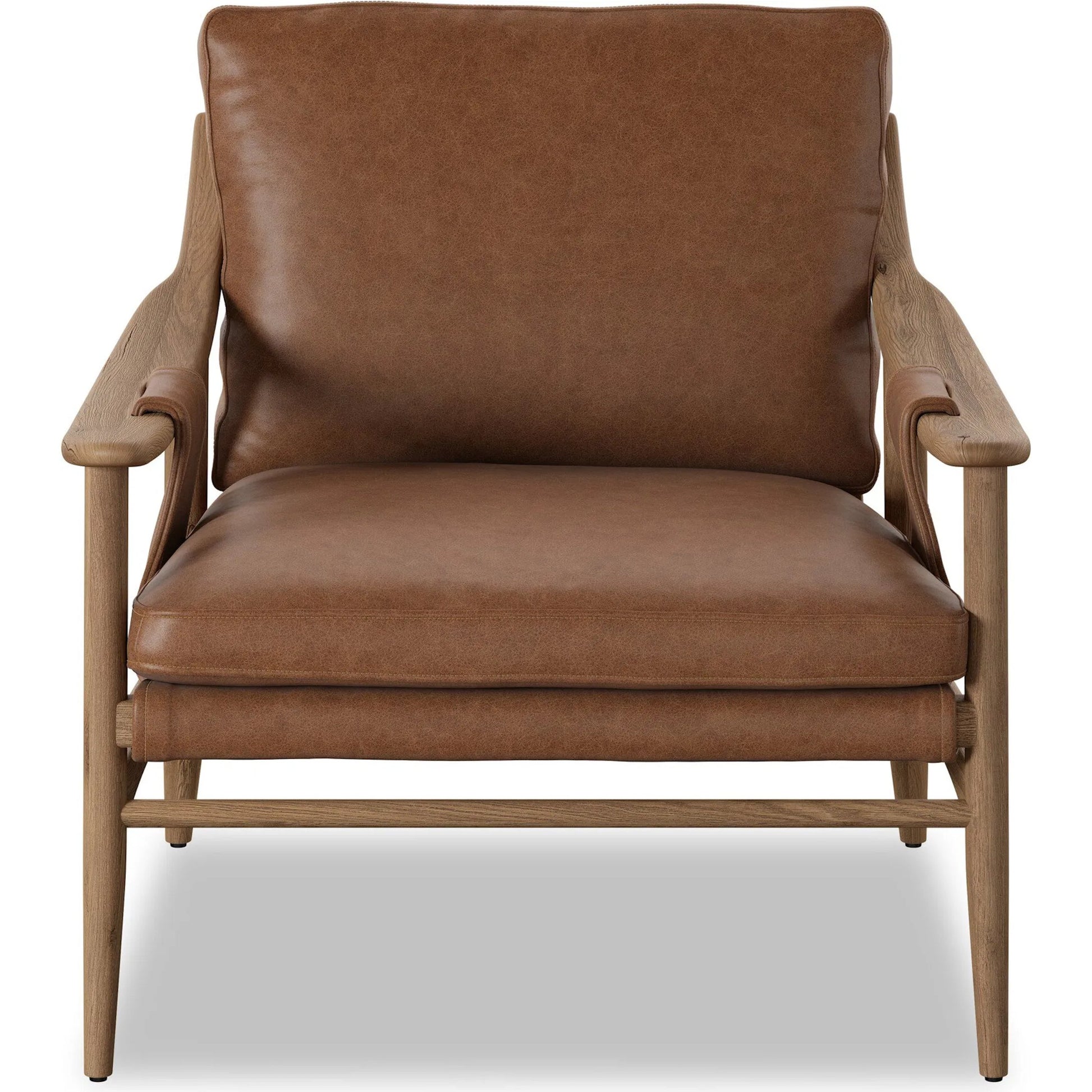 Kimmery Chair by Four Hands in chaps saddle, worn oak. Made from top grain leather, solid oak in a transitional style.
