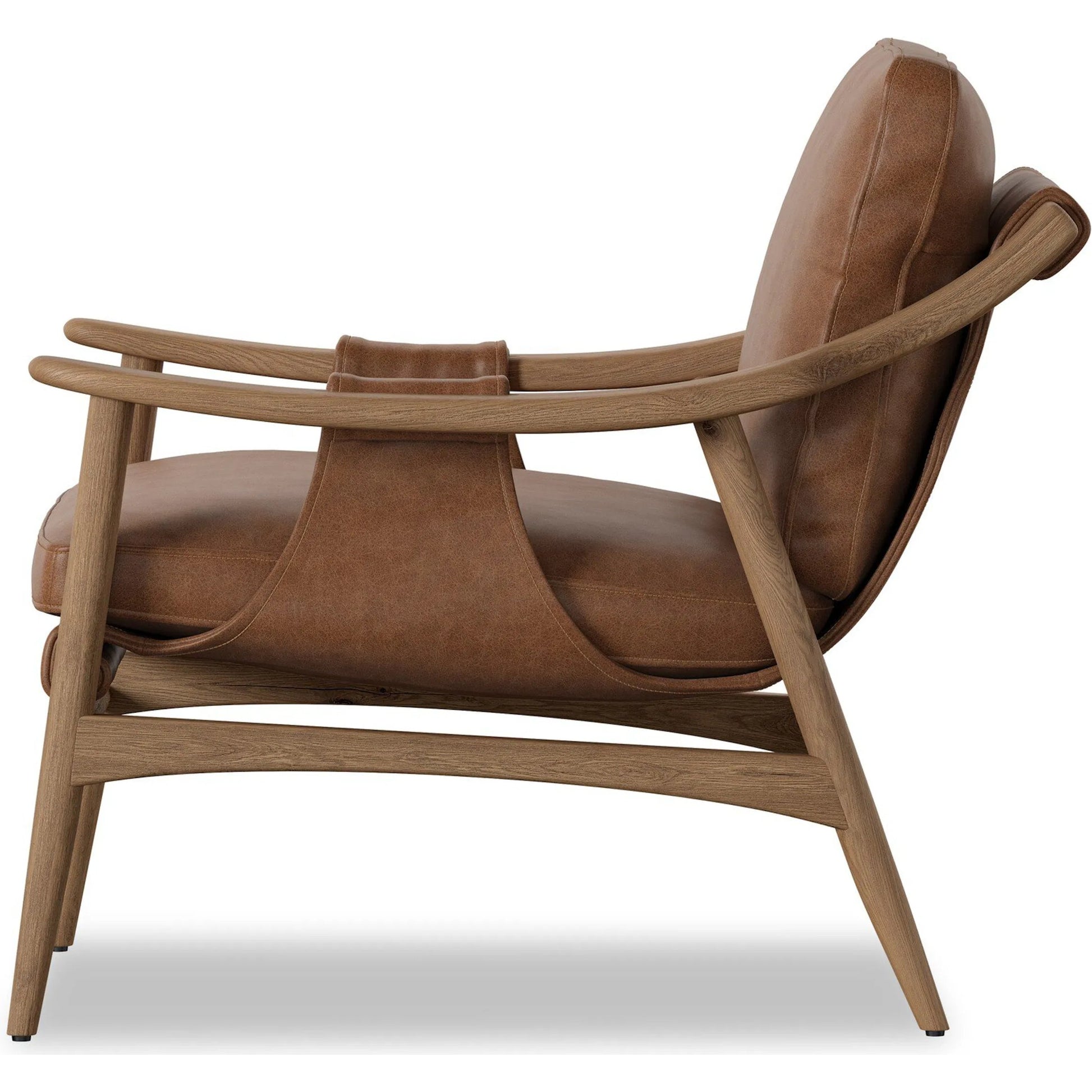 Kimmery Chair by Four Hands in chaps saddle, worn oak. Made from top grain leather, solid oak in a transitional style.