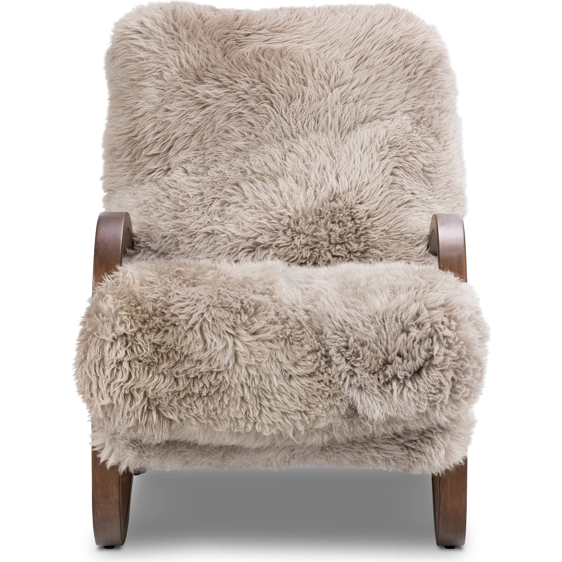 Tobin Chair by Four Hands in taupe mongolian fur and terra brown. Made from mongolia fur, rubberwood veneer in a modern style.
