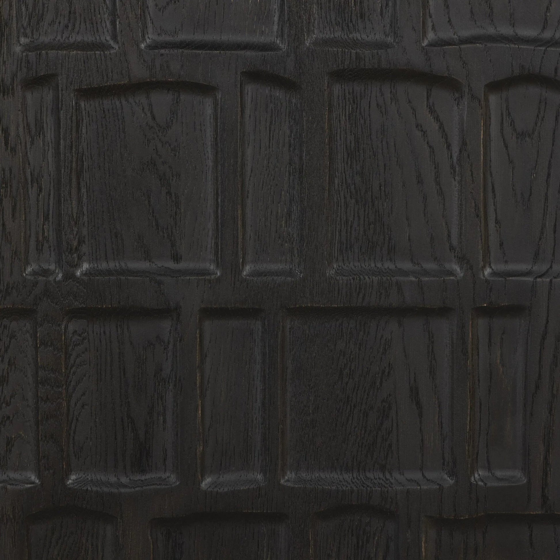 Ezri Media Console by Four Hands in black oak. Made from solid oak, solid mango in a unique style.