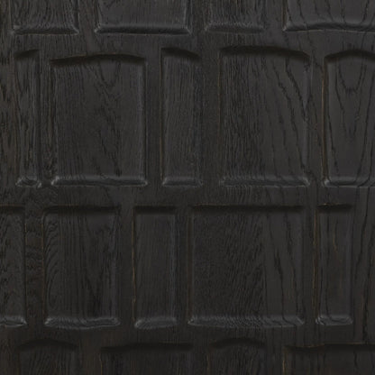 Ezri Media Console by Four Hands in black oak. Made from solid oak, solid mango in a unique style.