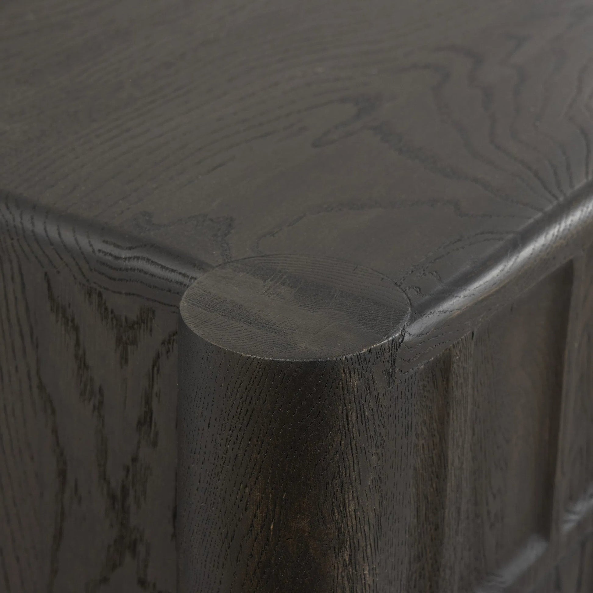 Ezri Media Console by Four Hands in black oak. Made from solid oak, solid mango in a unique style.