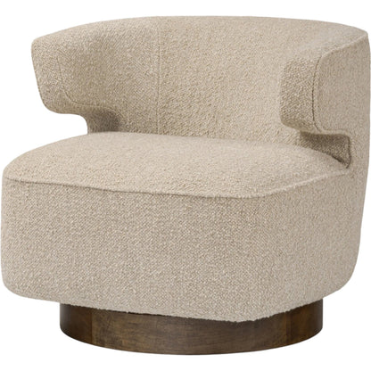 Dottie Swivel Chair by Four Hands in berber oatmeal, almond. Made from 71%li-13, 5%wo-9, 5%vi-6%pl, solid parawood in a transitional style.
