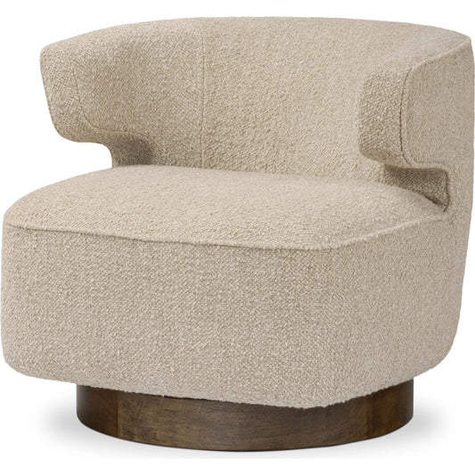 Dottie Swivel Chair by Four Hands in berber oatmeal, almond. Made from 71%li-13, 5%wo-9, 5%vi-6%pl, solid parawood in a unique style.