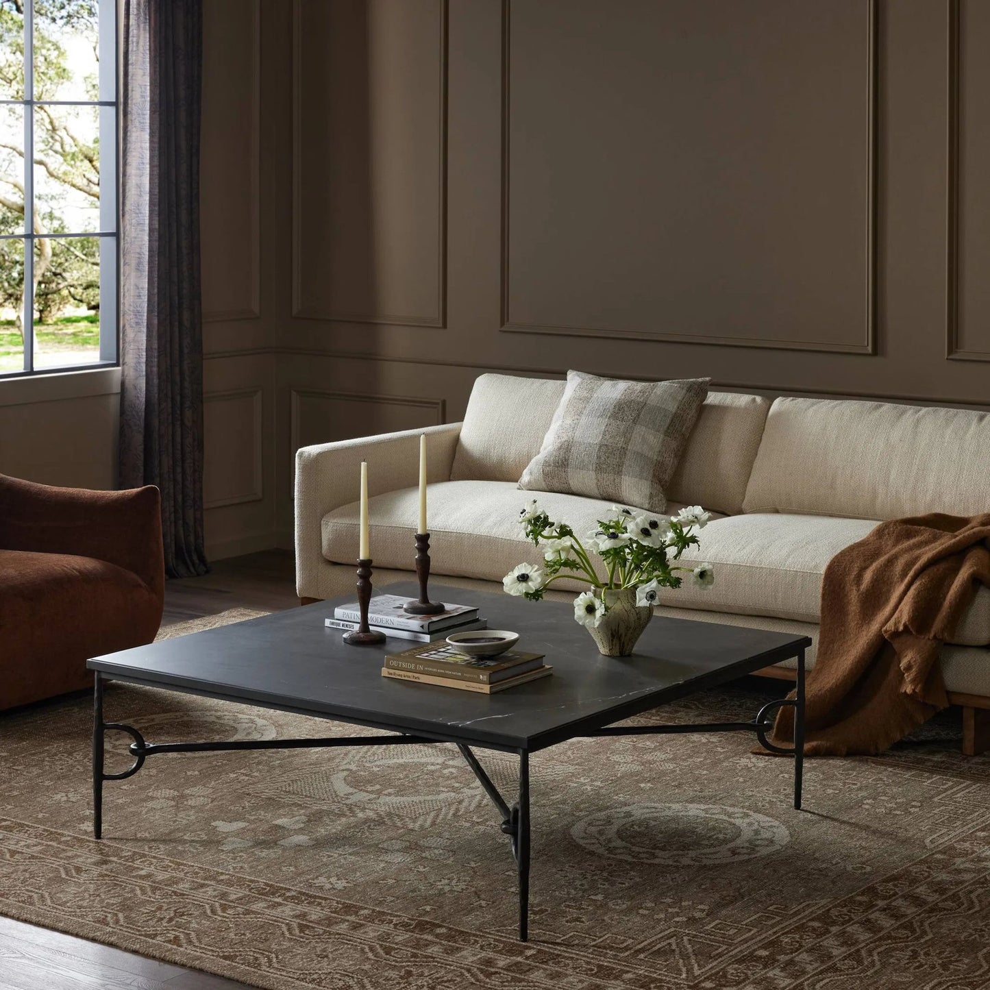 009 SI-2377031 | Lifestyle | Babylon Coffee Table by Four Hands. Made from solid marble, iron in a modern style.
