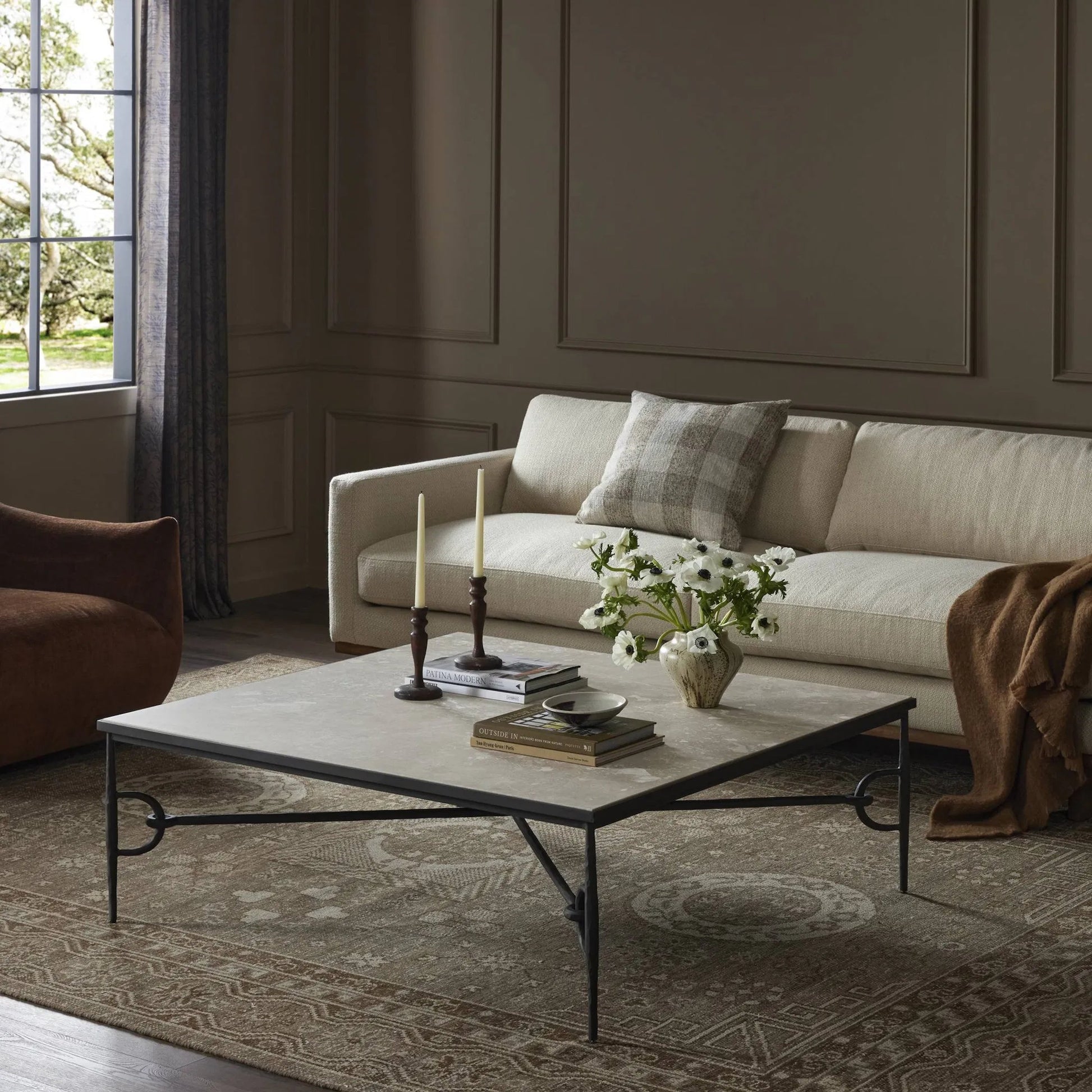 Babylon Coffee Table by Four Hands. Made from solid marble, iron in a modern style.