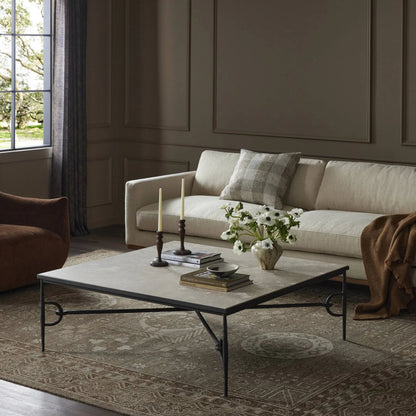 Babylon Coffee Table by Four Hands. Made from solid marble, iron in a modern style.