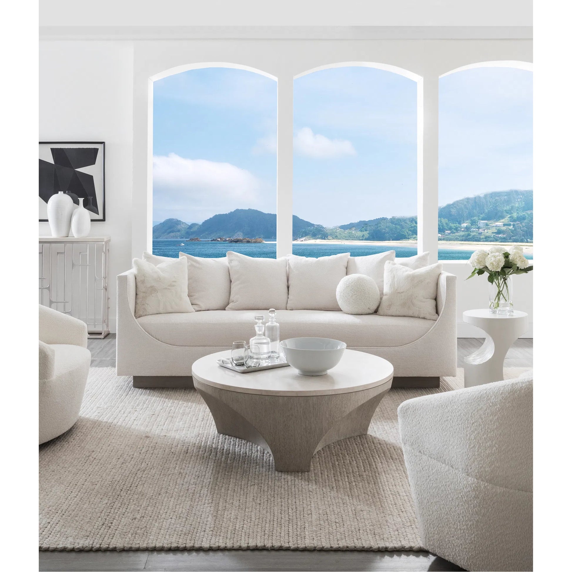 Claudette Bench Seat Sofa by Artistica Home in ivory and driftwood. Made from unique in a unique style.