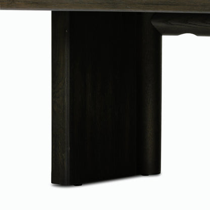 Huxley Coffee Table by Four Hands in smoked black veneer. Made from thick oak veneer, solid oak in a modern style.