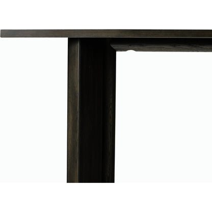 Huxley Console Table by Four Hands in smoked black veneer. Made from thick oak veneer, engineered hardwood in a modern style.