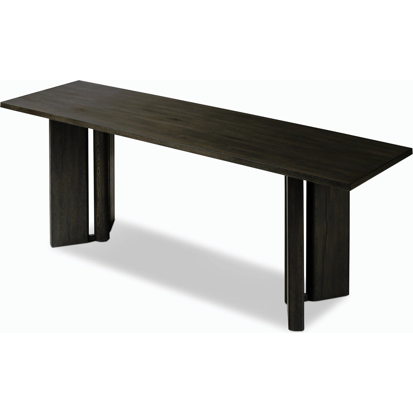 009 SI-2158205 | Closeup | Huxley Console Table by Four Hands in smoked black veneer. Made from thick oak veneer, engineered hardwood in a modern style.