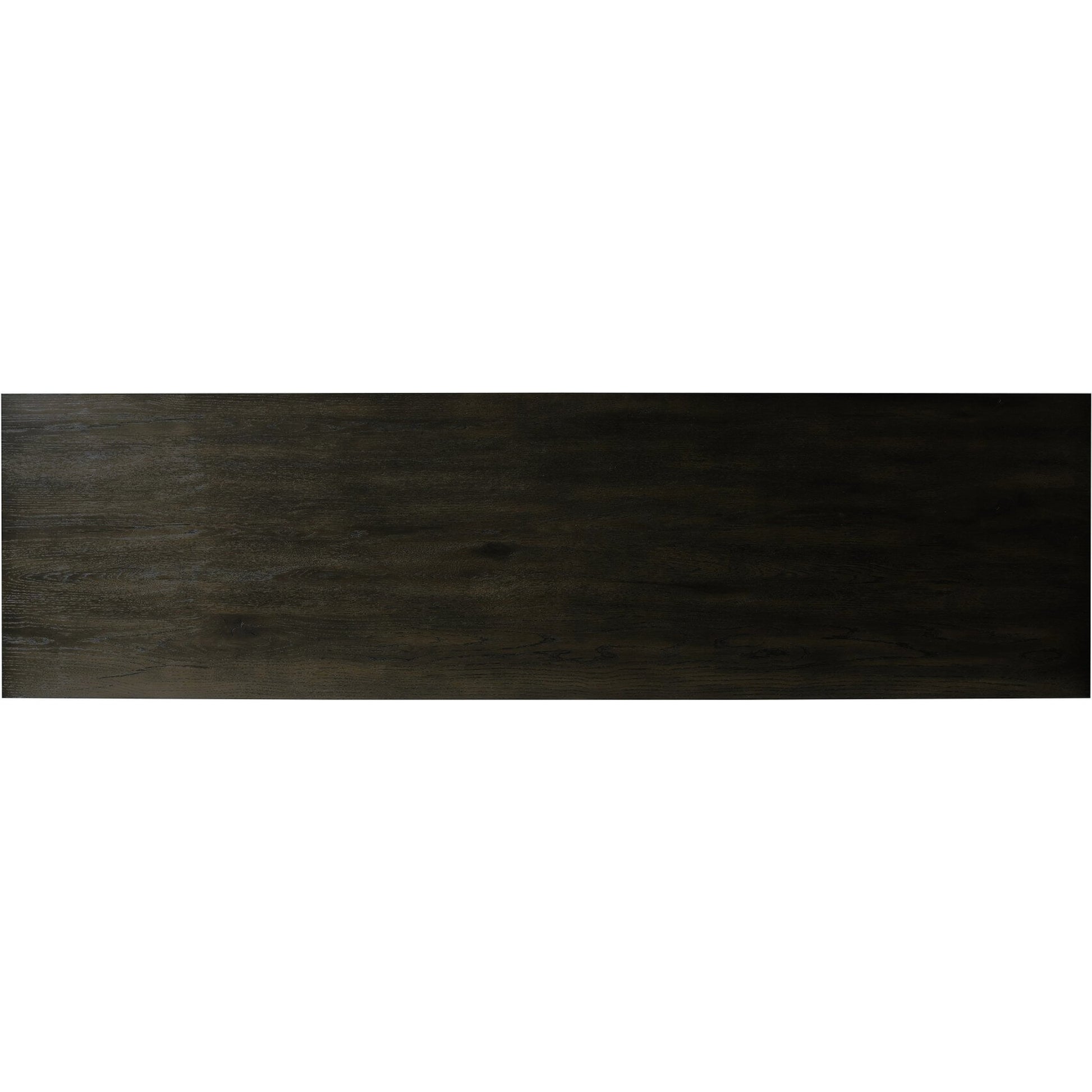 Huxley Console Table by Four Hands in smoked black veneer. Made from thick oak veneer, engineered hardwood in a modern style.