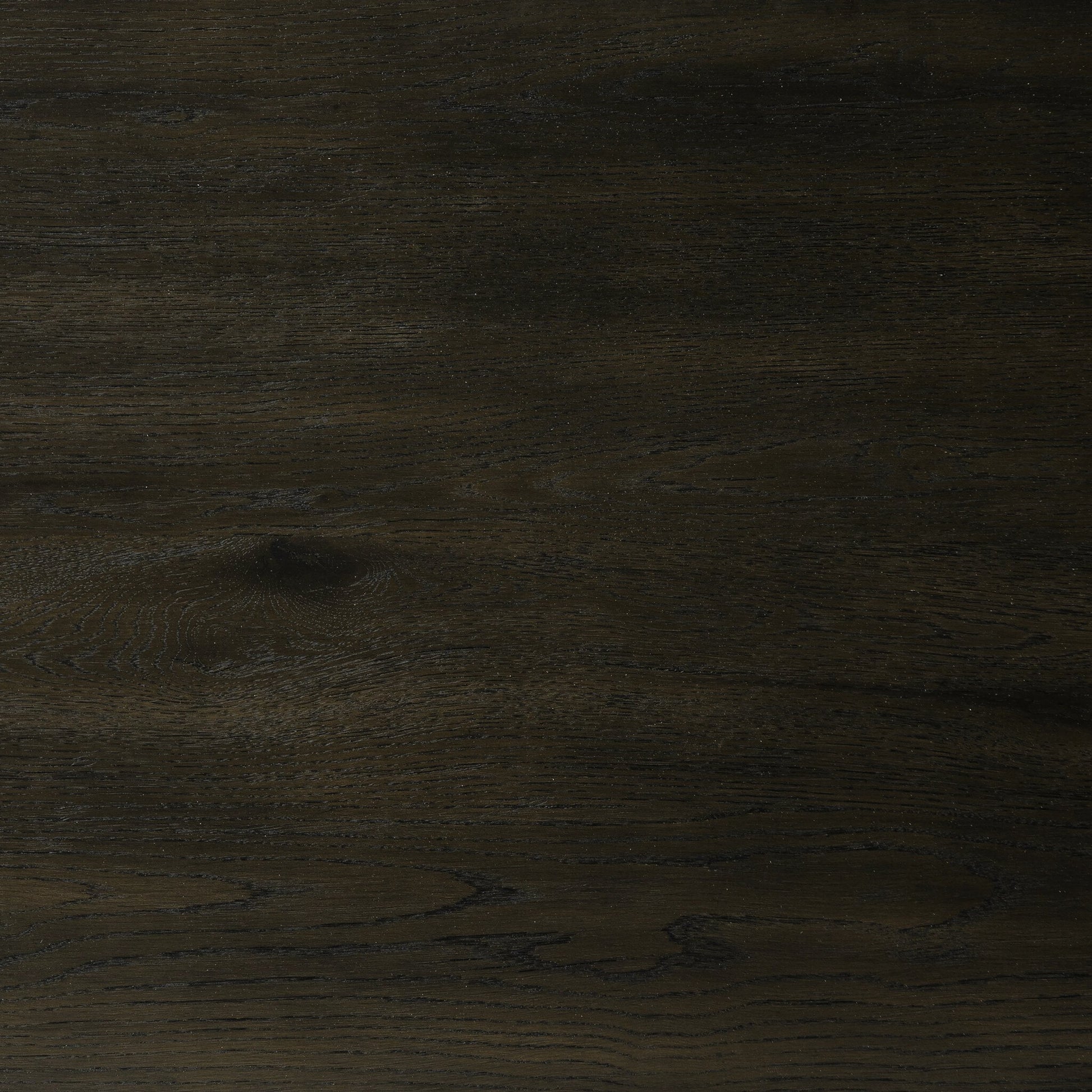 Huxley Console Table by Four Hands in smoked black veneer. Made from thick oak veneer, engineered hardwood in a modern style.